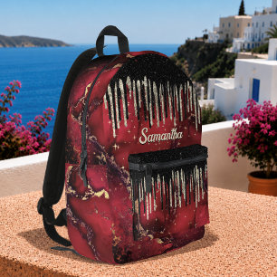 Sac À Dos Imprimé Chic rouge noir paillettes monogramme imprimé