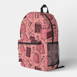 Sac À Dos Imprimé Chic Shopper - Rose avec impression inspirée de la