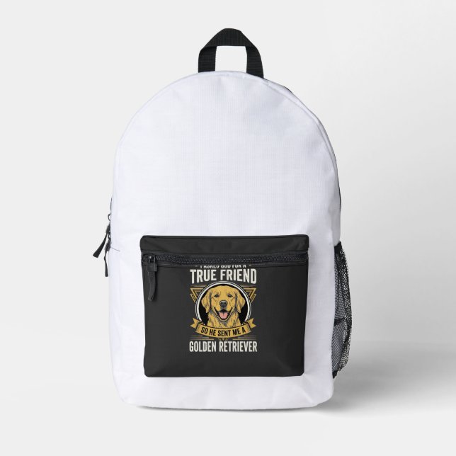 Sac À Dos Imprimé Chien Ami Véritable Golden Retriever (Recto)