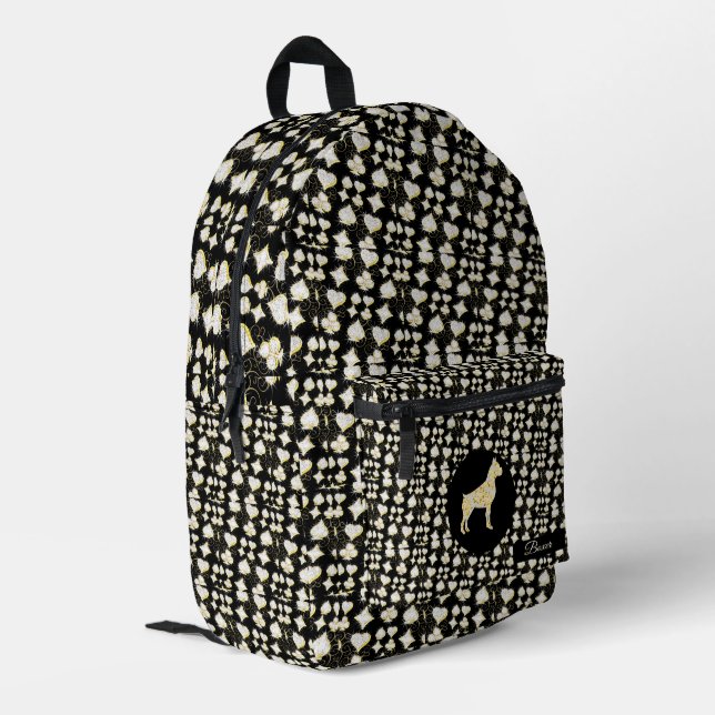 SAC À DOS IMPRIMÉ CHIEN BOXER BLING (Coin arrière gauche)