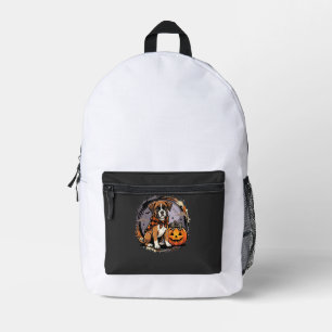 Sac À Dos Imprimé Chien Boxer Halloween Citrouille Sublimation