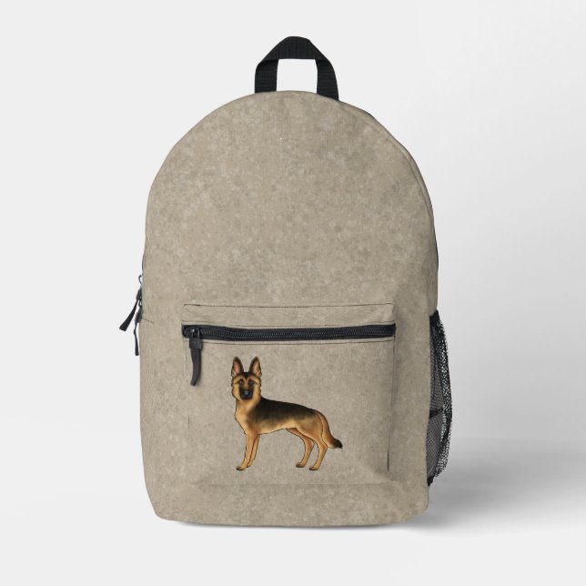 Sac À Dos Imprimé Chien De Berger Allemand Noir Et Tan Dessin Sur Br (Recto)