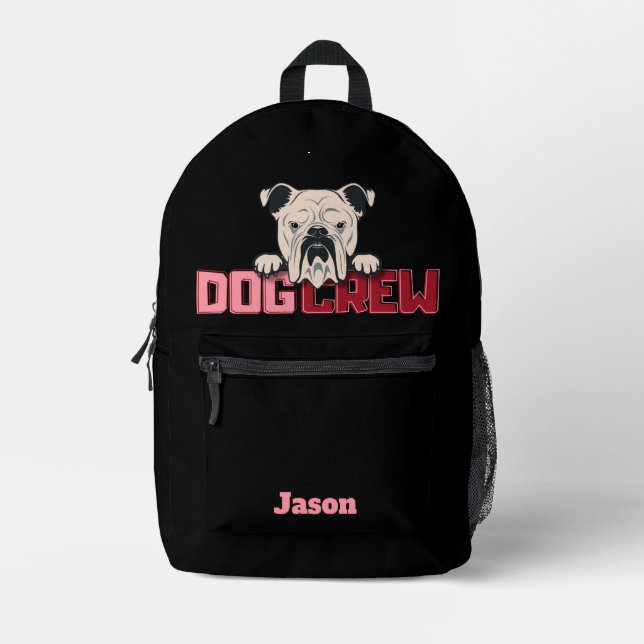 Sac À Dos Imprimé Chien d'équipage Bulldog personnalisé (Recto)