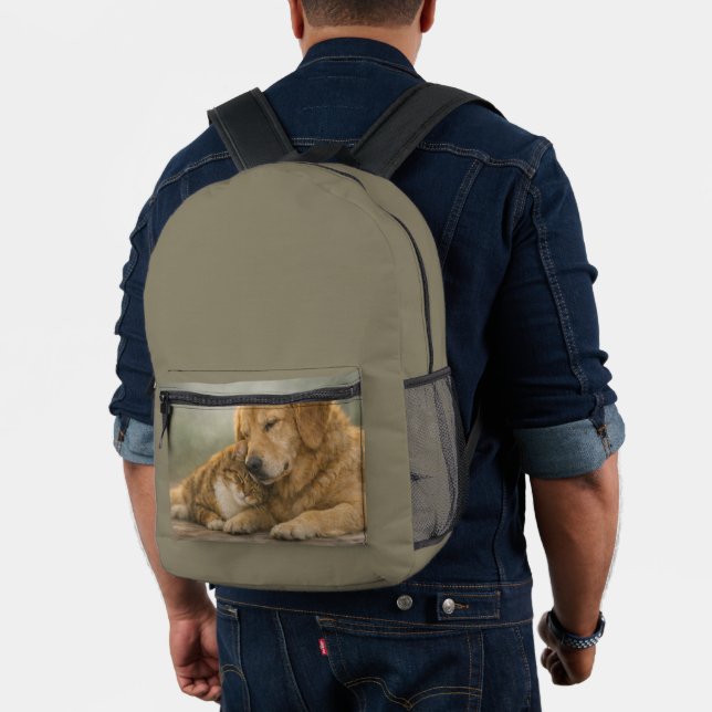 Sac à dos imprimé chien et chat se reposant ensemb (Insitu (Modèle))