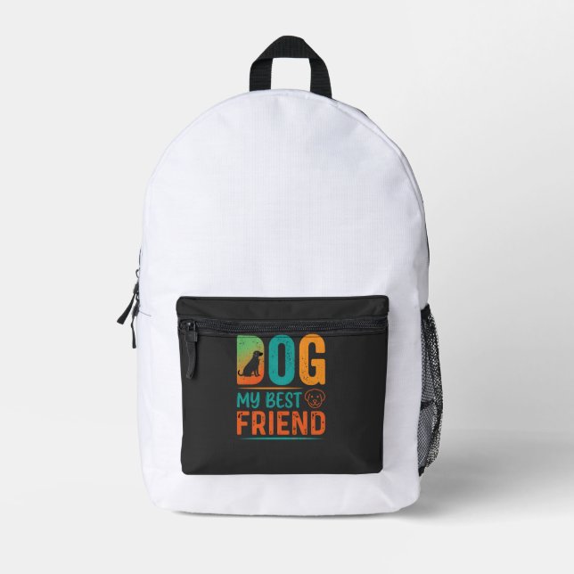 Sac À Dos Imprimé Chien Mon Meilleur Ami Design Rétro (Recto)