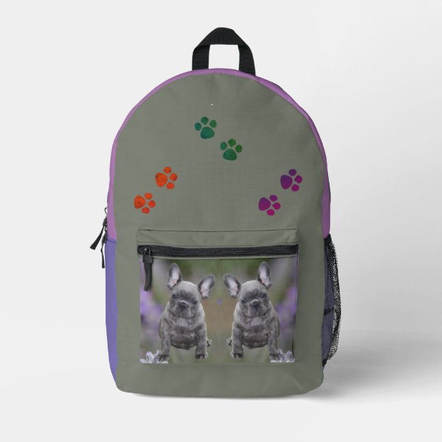 Sac À Dos Imprimé Chiot mignon de Bouledogue Français (Recto)