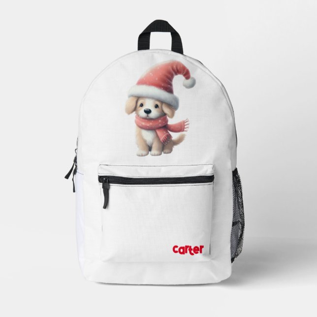 Sac À Dos Imprimé Chiot Noël/hiver mignon (Recto)