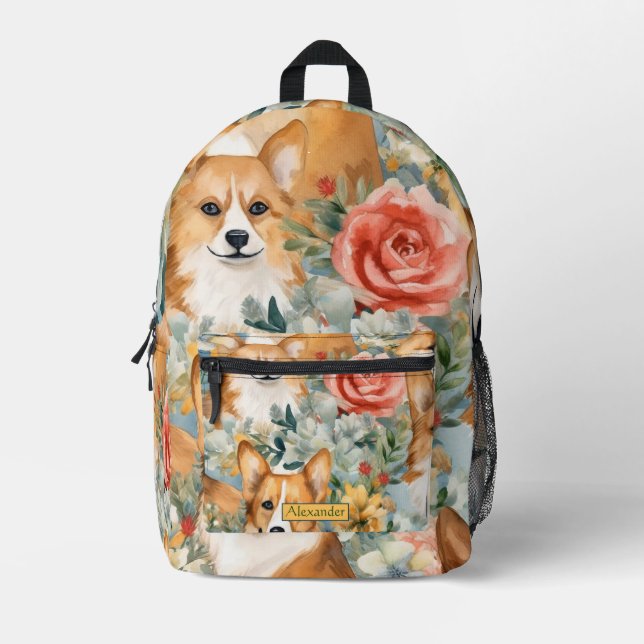 Sac À Dos Imprimé Chiot personnalisé adorable (Recto)