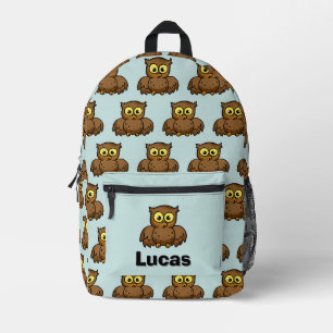 Sac À Dos Imprimé Chouette de dessin animé mignonne nom personnalisé