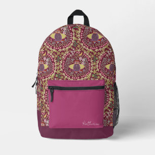 Sac À Dos Imprimé Chouette folk Vin rouge