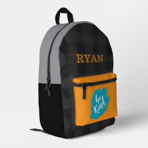 Sac À Dos Imprimé Citation Être Gentil Monogramme Jaune Moutarde Ble
