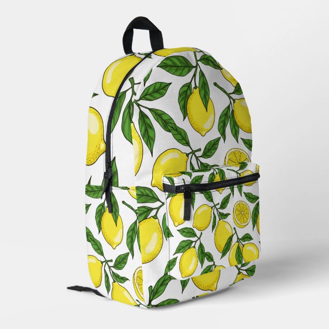 Sac À Dos Imprimé Citron Botanique Sans Seamless - Main Tirée (Coin arrière gauche)