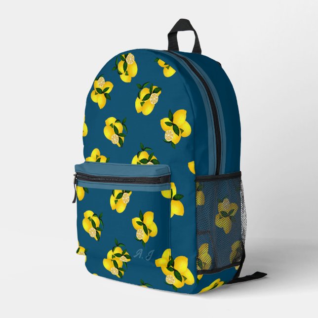 Sac À Dos Imprimé Citron Chic Design Turquoise (Coin arrière droit)