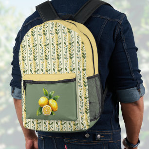 Sac À Dos Imprimé Citron et Olives Rayures Méditerranéennes Vintage