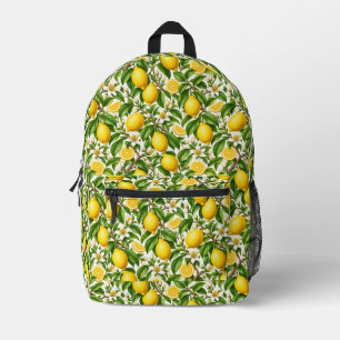 Sac À Dos Imprimé Citrons botaniques et fleurs blanches