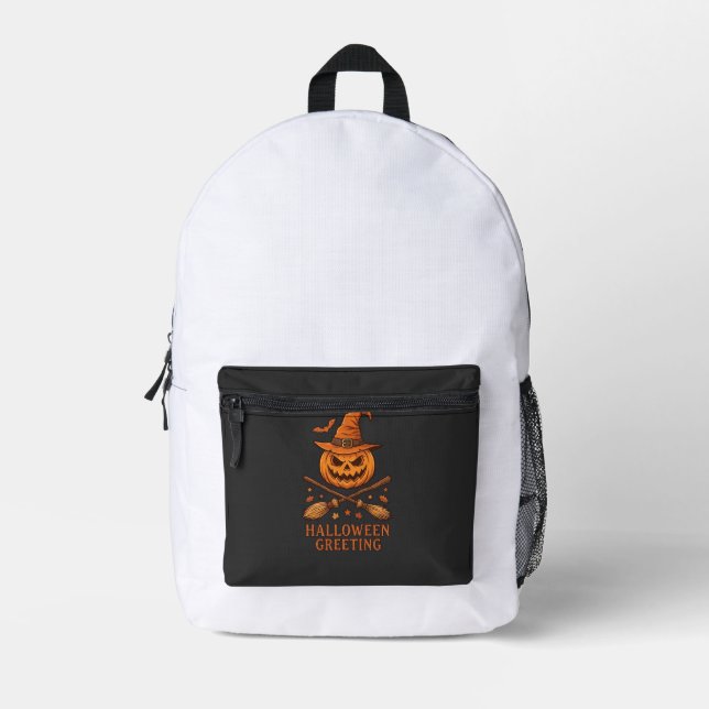 Sac À Dos Imprimé Citrouille de salutation d'Halloween Chapeau de so (Recto)