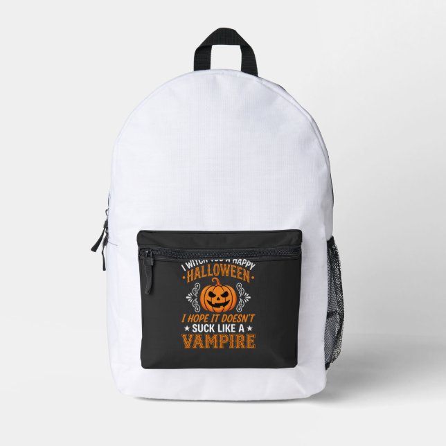 Sac À Dos Imprimé Citrouille de vampire drôle d'Halloween (Recto)