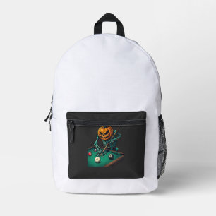 Sac À Dos Imprimé Citrouille d'Halloween squelette jouant au billard