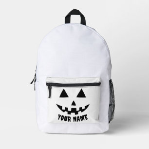 Sac À Dos Imprimé Citrouille personnalisé Halloween Nom noir et blan