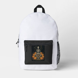 Sac À Dos Imprimé Citrouille squelette Halloween Design Rétro Vintag