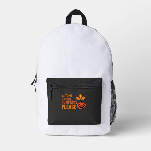 Sac À Dos Imprimé Citrouilles de feuilles d'automne S'il vous plaît  (Recto)