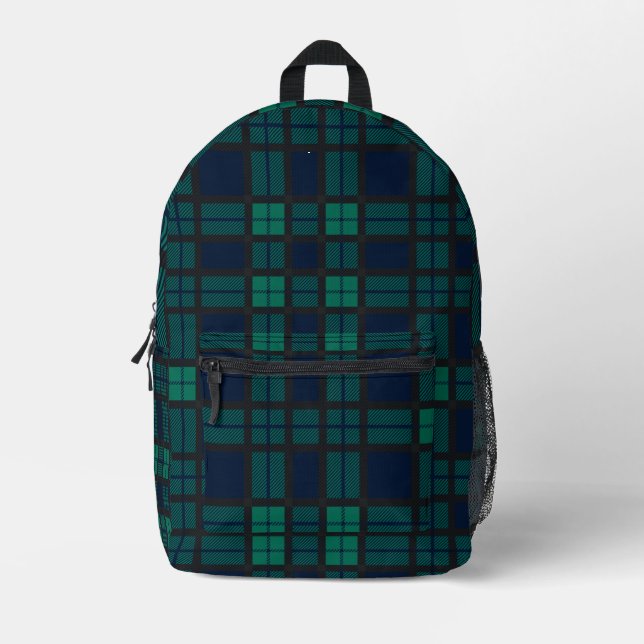 Sac À Dos Imprimé Clan Black Watch Tartan Plaid Blue Green Check (Recto)