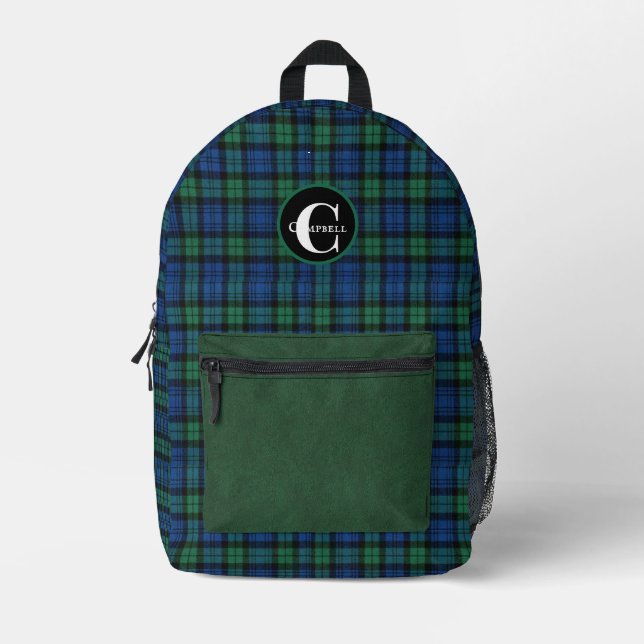 Sac À Dos Imprimé Clan Campbell Plaid Monogrammé (Recto)