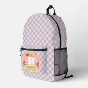 Sac À Dos Imprimé Classé Pastel Violet Rose En vichy Chèque Motif