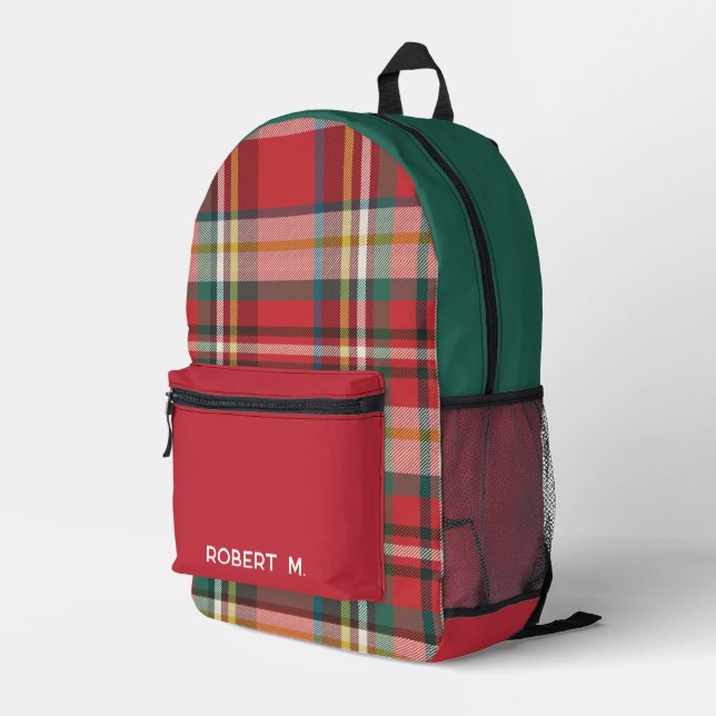 Sac À Dos Imprimé Classic Plaid Rustic Personnalisé (Coin arrière droit)