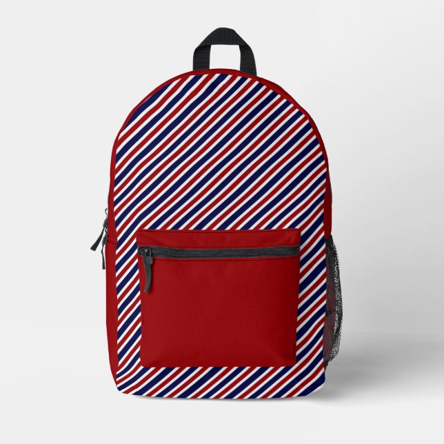 Sac À Dos Imprimé Classic rouge et bleu rayé (Recto)