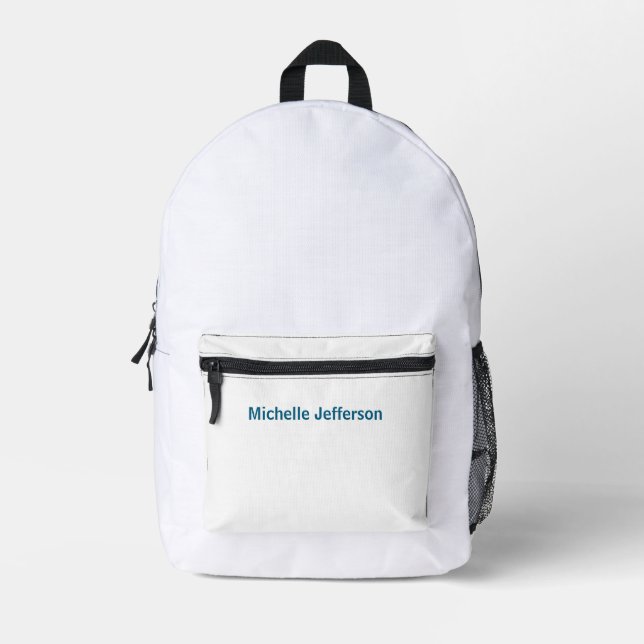 Sac À Dos Imprimé Classique Créatif Tendance Blanc Bleu Océan (Recto)