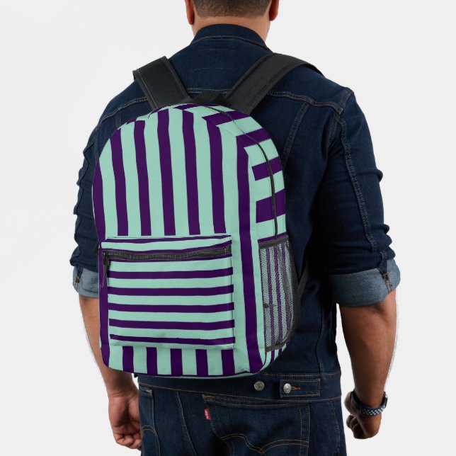 Sac À Dos Imprimé Classique rayé violet foncé et sarcelle clair (Insitu (Modèle))