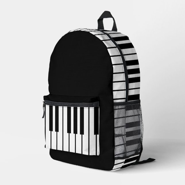 Sac À Dos Imprimé Clavier moderne chic pour piano noir et blanc (Coin arrière droit)