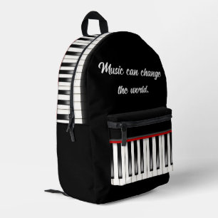 Sac À Dos Imprimé Clavier Piano Avec Citation Musique