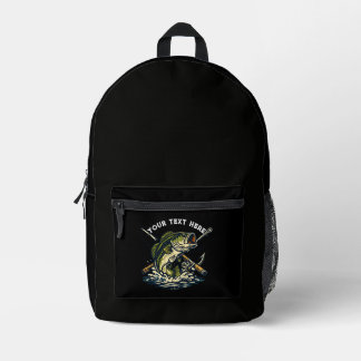 Sac À Dos Imprimé Club de pêche vintage Emblème de poisson de bass r