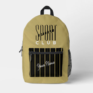 Sac À Dos Imprimé Club Sportif Beige Noir