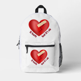 Sac À Dos Imprimé Coeur brisé guéri avec patch et citation de vie