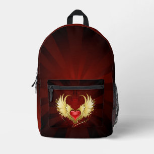 Sac À Dos Imprimé Coeur rouge avec ailes d'or