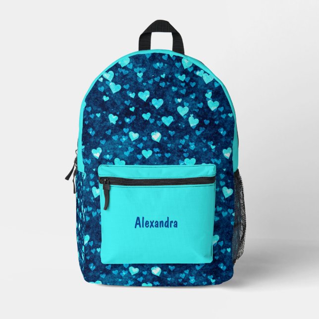 Sac À Dos Imprimé Coeurs bleus vifs (Recto)