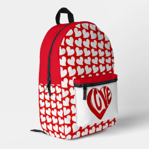 Sac À Dos Imprimé Cœurs Branchés Et Typographie Amour Style Rouge Bl
