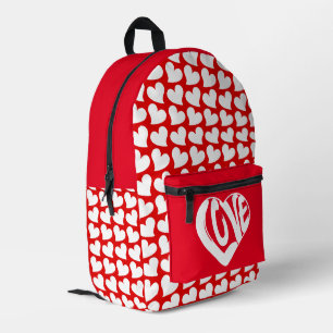 Sac À Dos Imprimé Cœurs Branchés Et Typographie Amour Style Rouge Bl