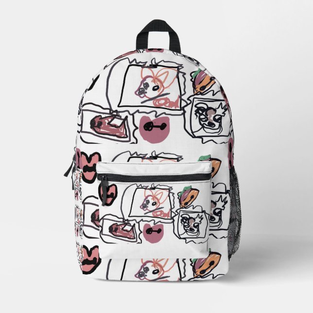 Sac À Dos Imprimé cœurs de Chihuahua  (Recto)
