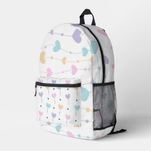 SAC À DOS IMPRIMÉ COEURS DE PASTEL ROSE AQUA PURPLE JAUNE