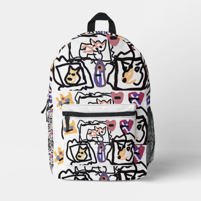 Sac À Dos Imprimé cœurs de Welsh Corgi  (Recto)