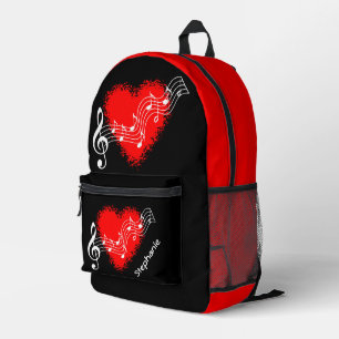 Sac À Dos Imprimé Coeurs et notes musicales personnalisées