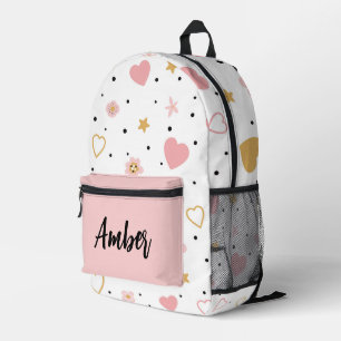 Sac À Dos Imprimé Coeurs, fleurs et Pois personnalisés