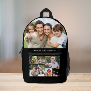 Sac À Dos Imprimé Collage photo personnalisé noir