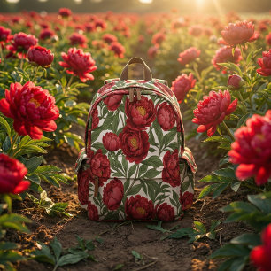 Sac À Dos Imprimé Collection de pivoines rouges vibrantes, fête pers