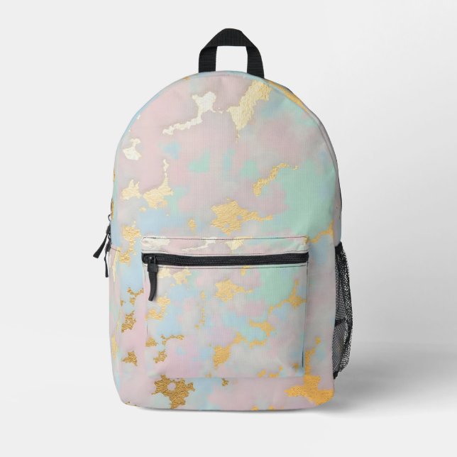 Sac À Dos Imprimé Collection Luxe Rose Pâle Menthe Or Populaire (Recto)