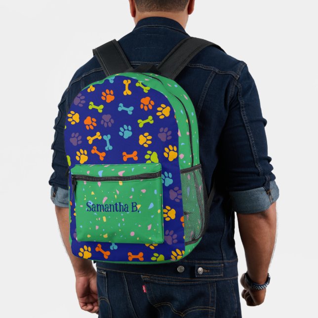 Sac À Dos Imprimé Collège Pattes de Compagnon Vert Marine (Insitu (Modèle))